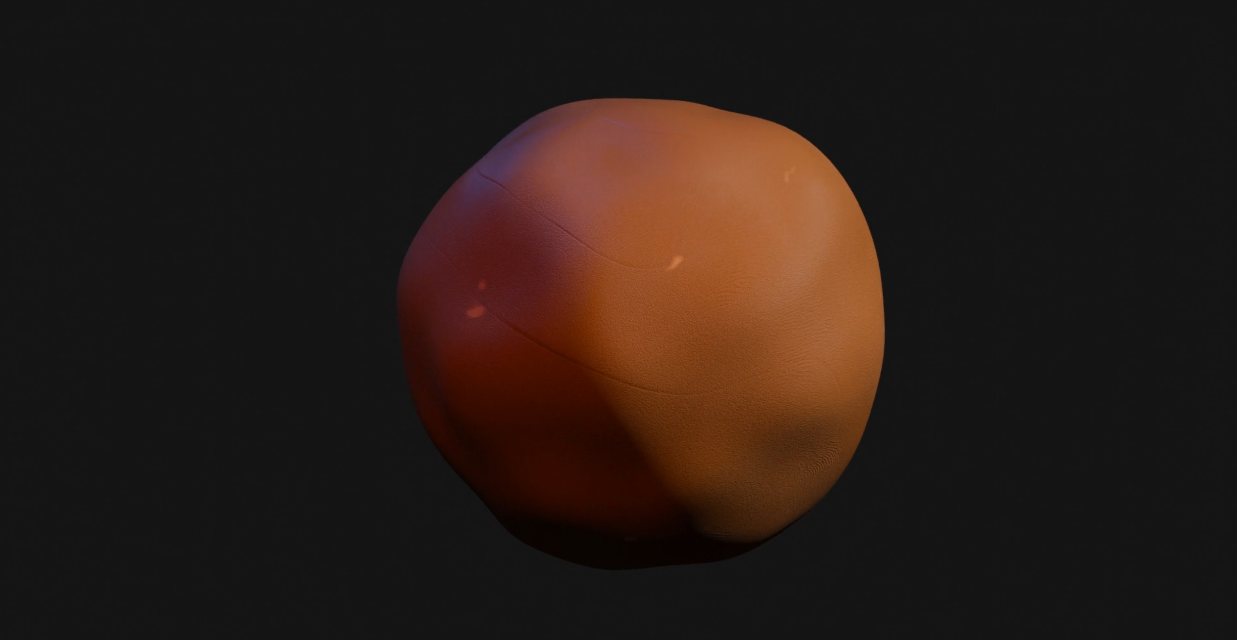 A digitally rendered brown leather basketball against a black background.