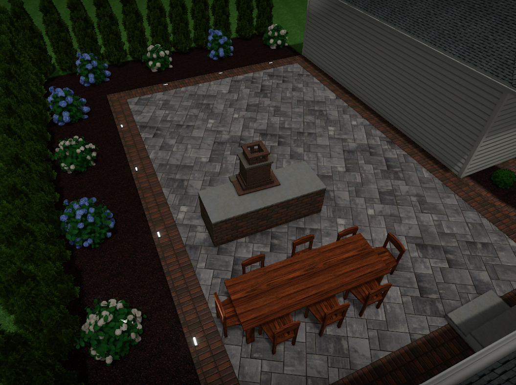 Graphic Image Fireplace/Patio Remodel -- Night Time