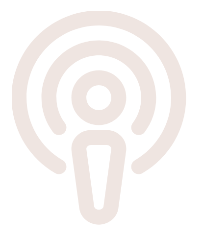 Podcast logo with a stylized microphone and concentric circles indicating sound waves