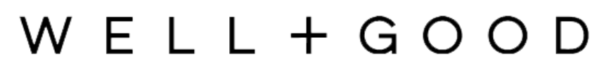 Text displaying 'WELL + GOOD' in black letters on a transparent background.