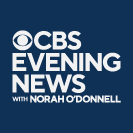 CBS Evening News with Norah O'Donnell logo with white letters and a blue background