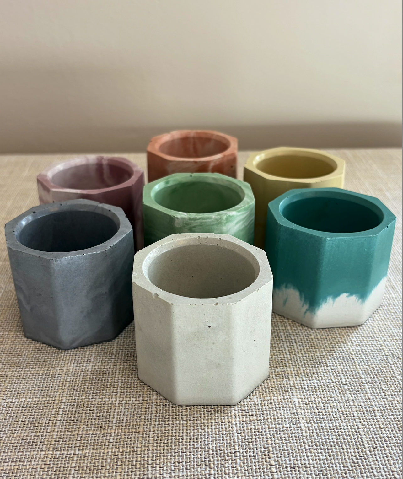 group of multi-colored petite jars