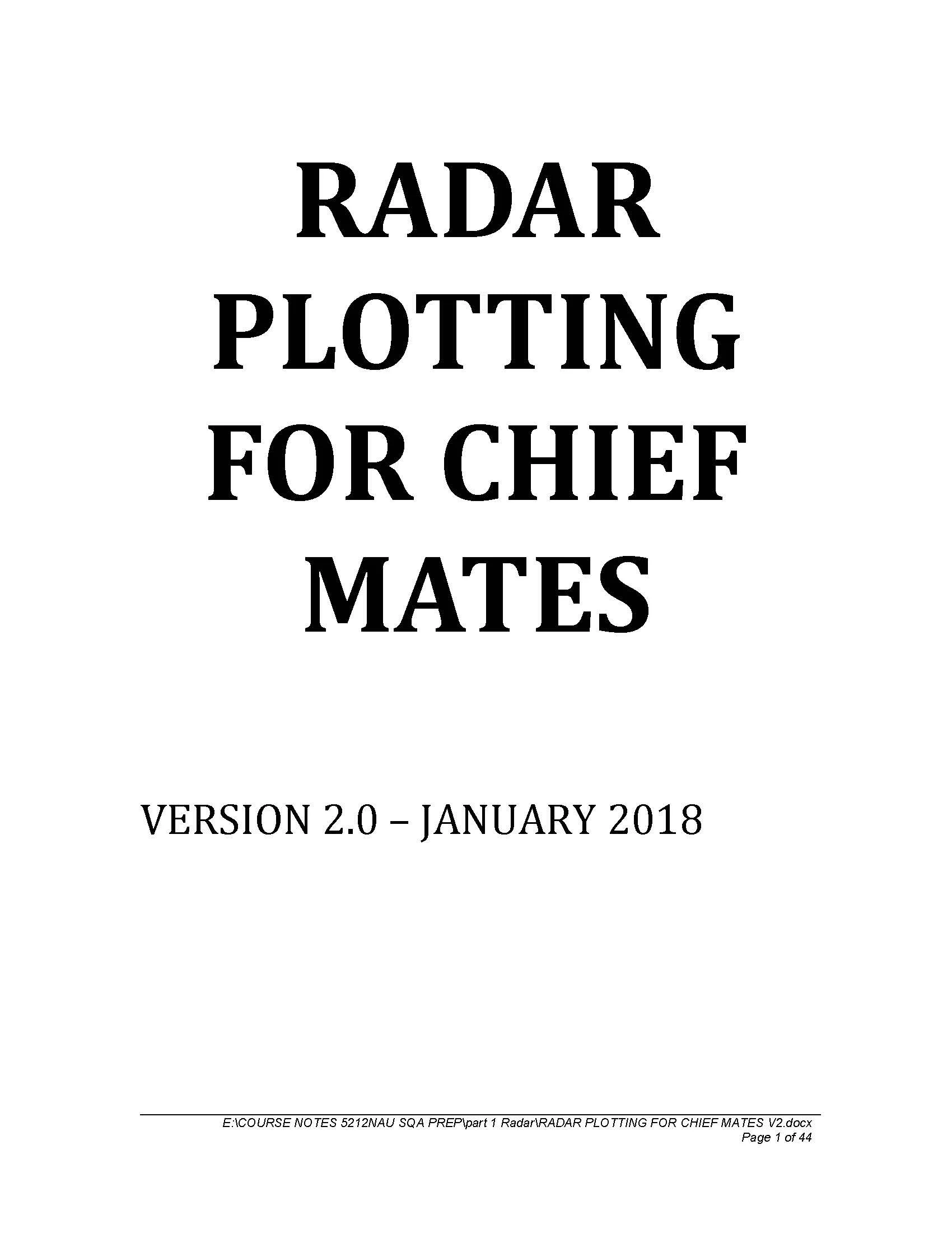 RADAR PLOTTING FOR CHIEF MATES