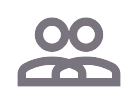 Simplified icon of two people, representing a group or social connection.