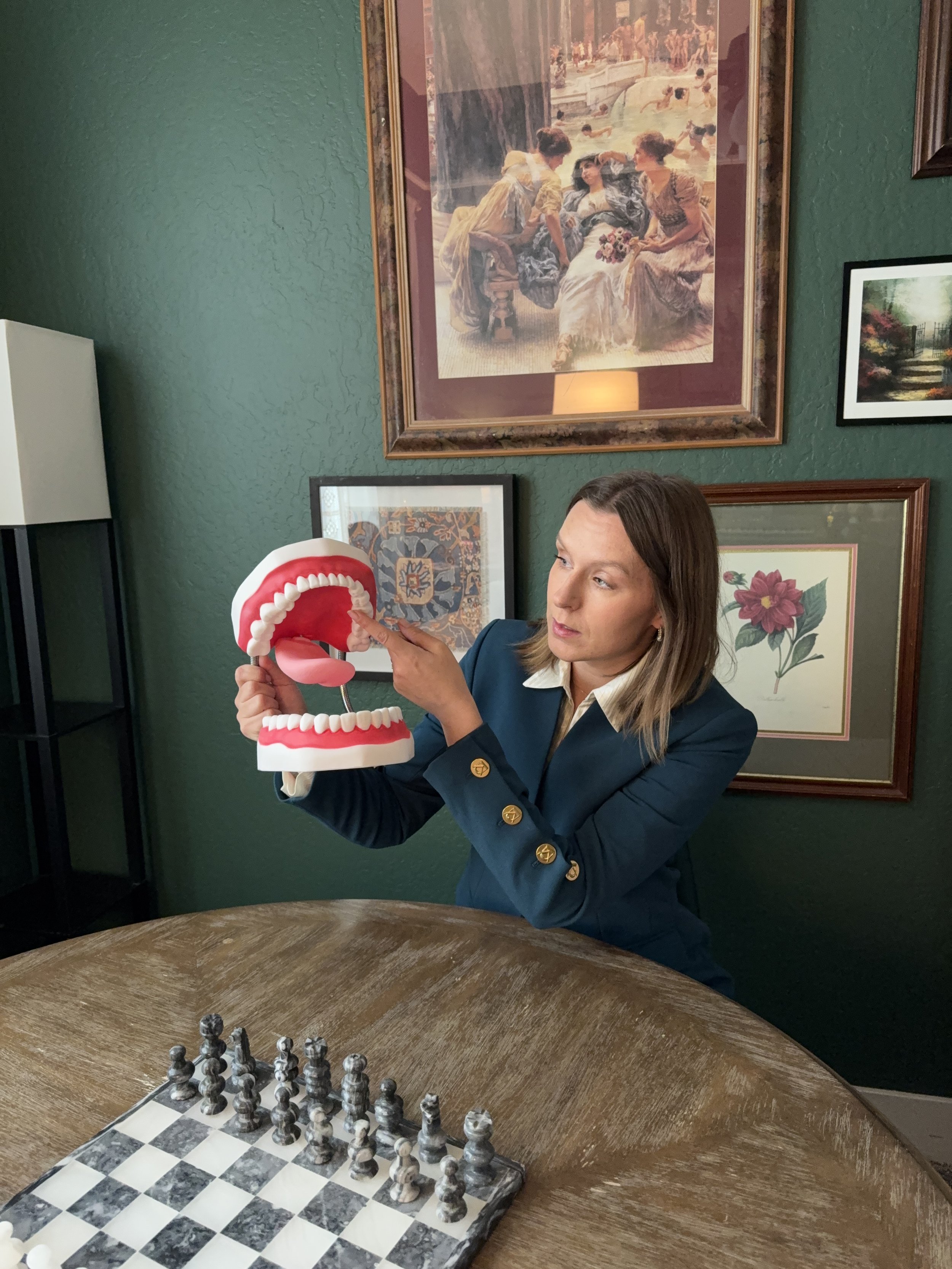 Speech-language pathologist using visual supports during a therapy session