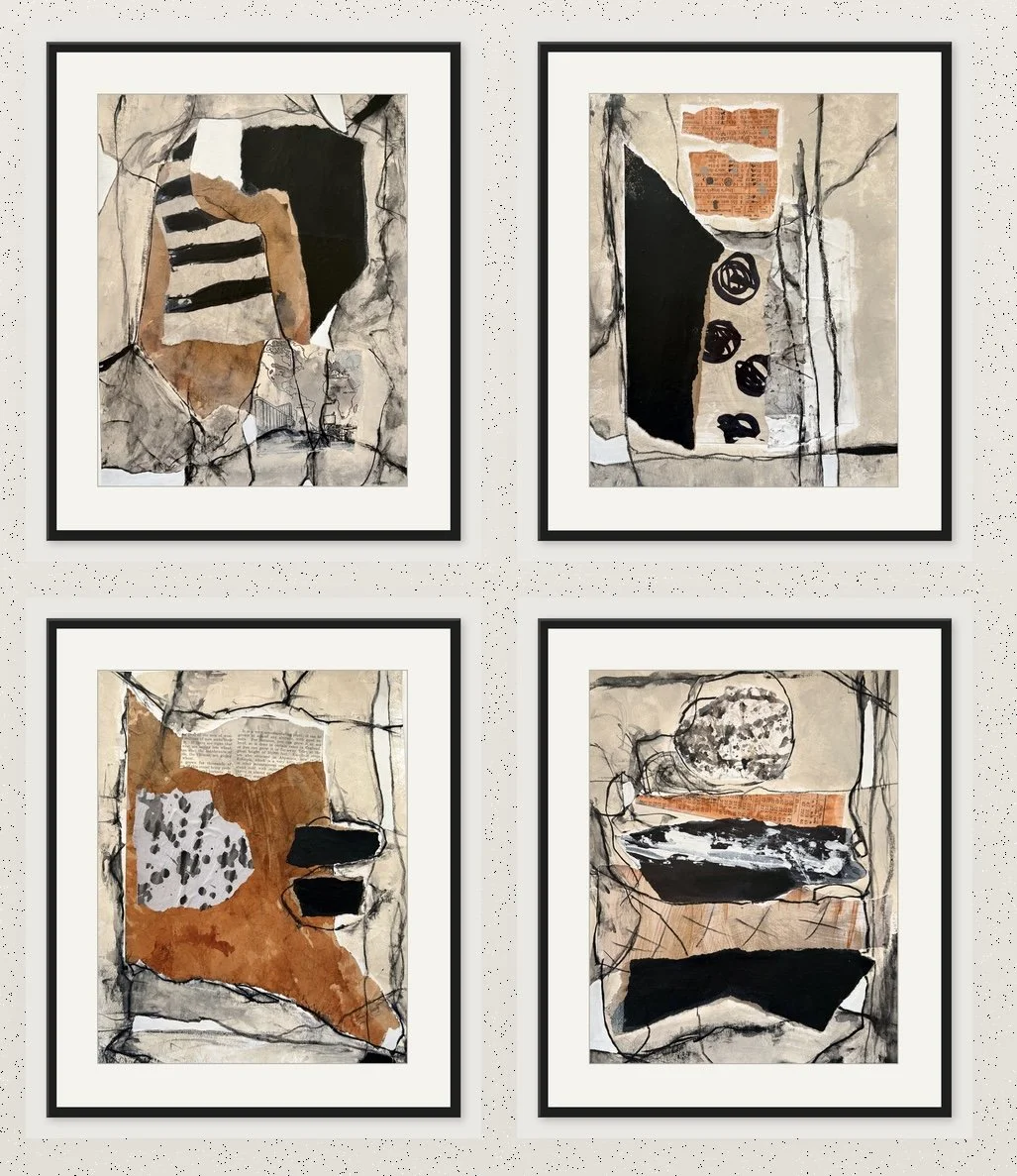 Rock, Paper, Scissors - Set of 4, 14x11 mixed media on mixed media paper. Frames not included $300