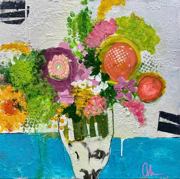 Vintage Tablecloth
24” x 24” x 1.5” mixed media on gallery-wrapped canvas.
$600