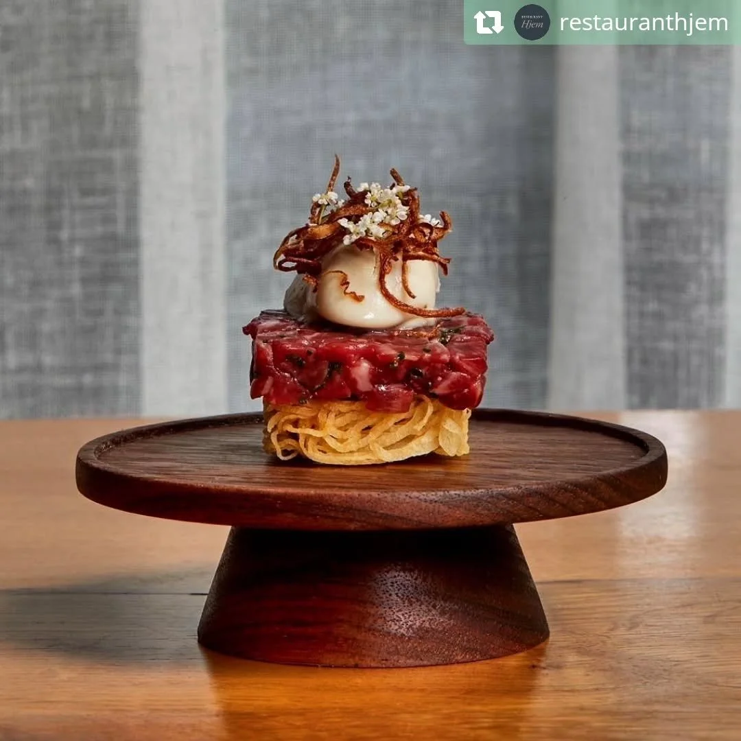 We love all the different ways @restauranthjem use their canap&eacute; plinths , don't they look fantastic! All have been hand turned by a single piece of Walnut here in the UK.