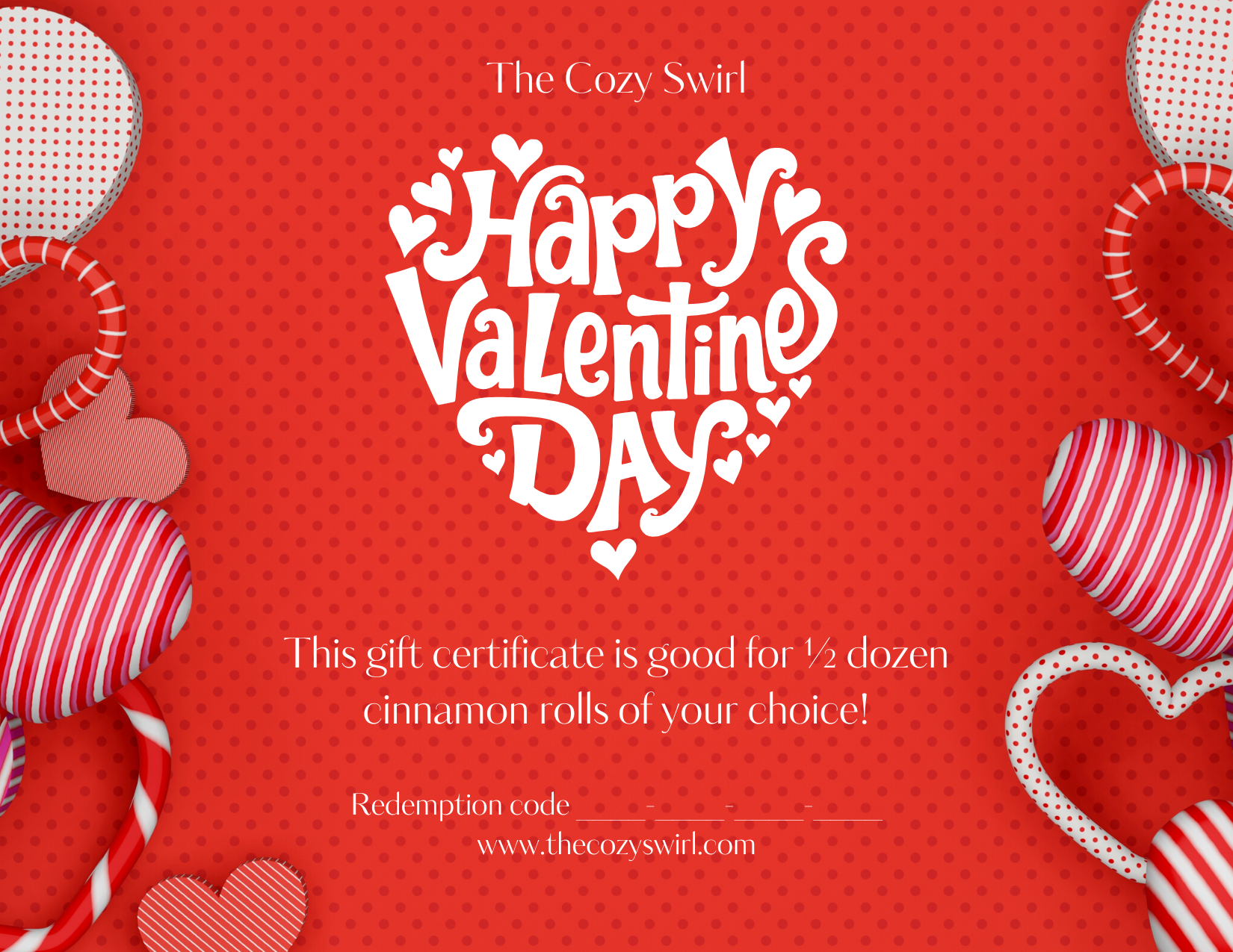 Valentine's Day 1/2 Dozen Gift Certificate Printable