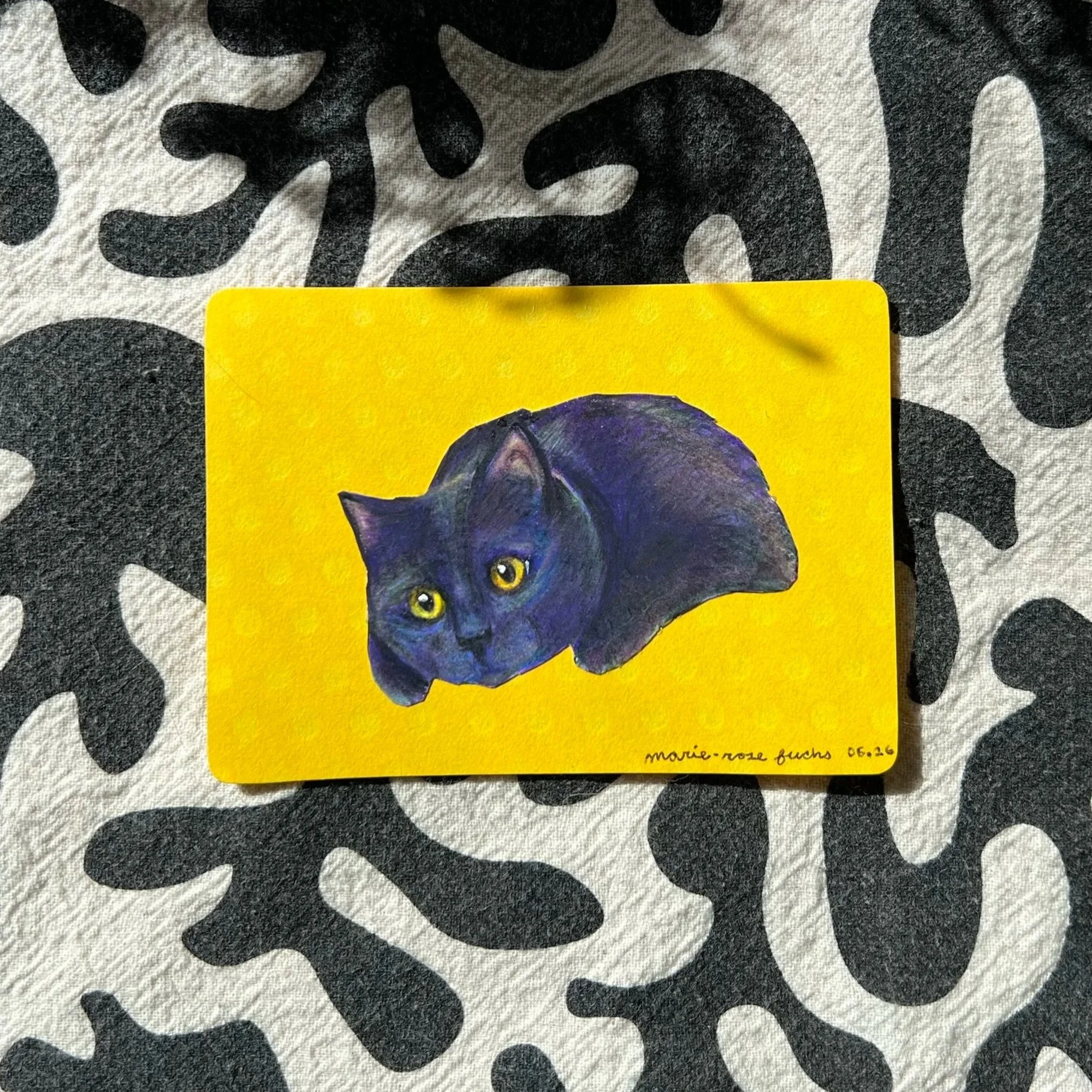 2.5"x3.5" Colored Pencil on cardstock 

Portrait of Black Cat 