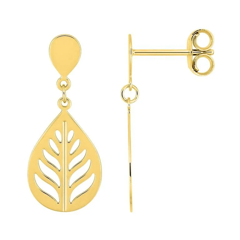 Pendientes en forma de hoja en Oro amarillo 18K/750