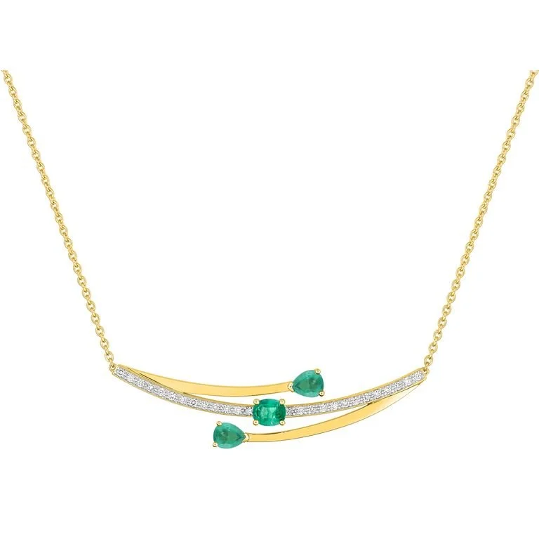Collar en Oro amarillo 18k/750 con Diamantes 0.21CT y Esmeraldas
