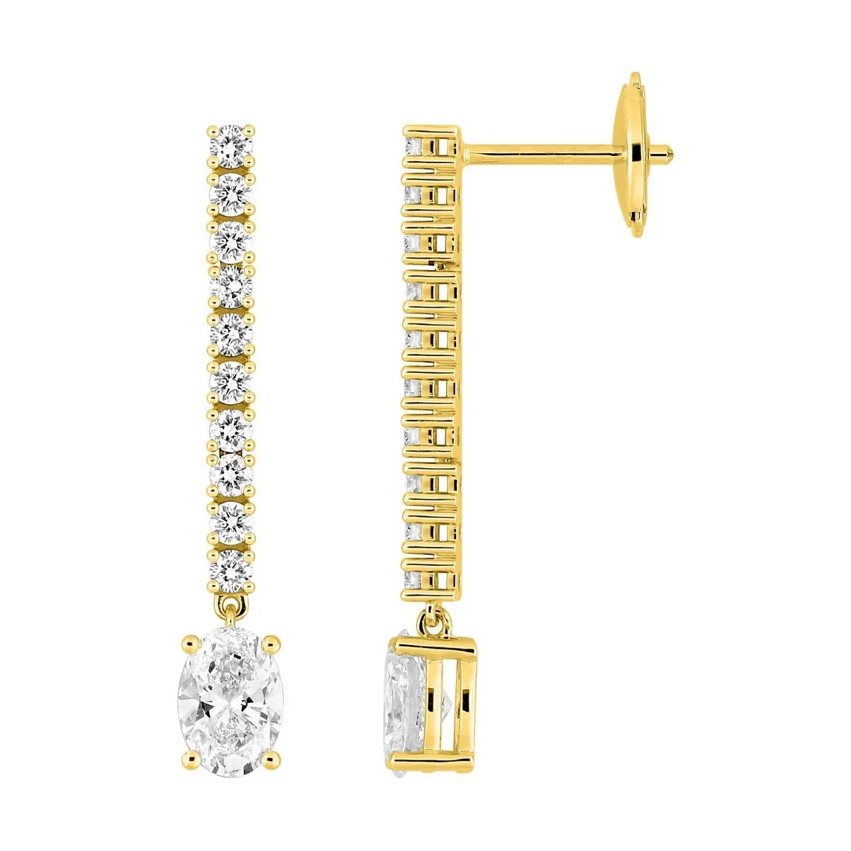 Pendientes en oro 18k/750 con diamantes de laboratorio