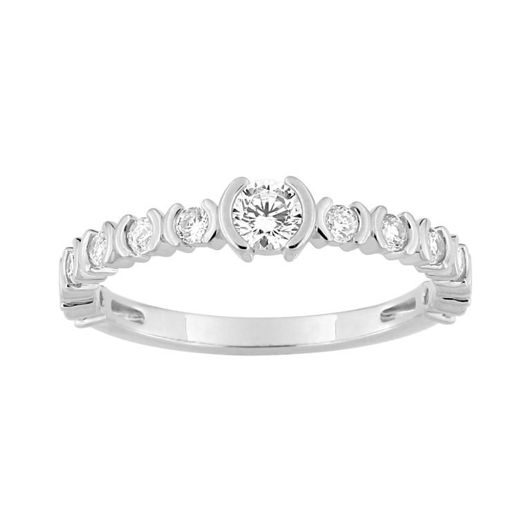 Anillo de Compromiso en Oro Blanco 18k con Diamantes GH-SI 0.48CT