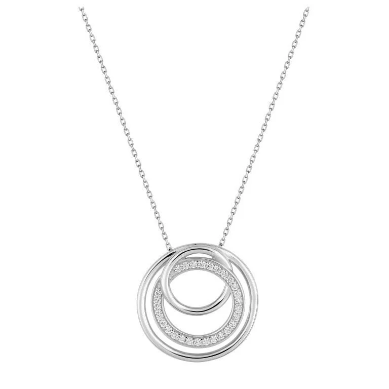 Collar de Oro Blanco 9K/375 con Circonitas