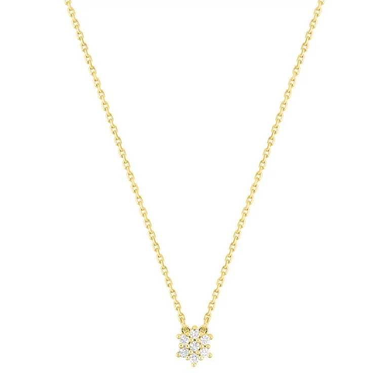 Collar de Oro 18k/750 con Colgante de Flor de diamantes  0.09ct