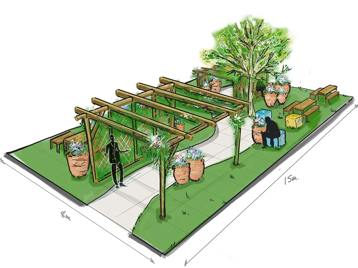 outdoor event/brand activation area - concept sketch.