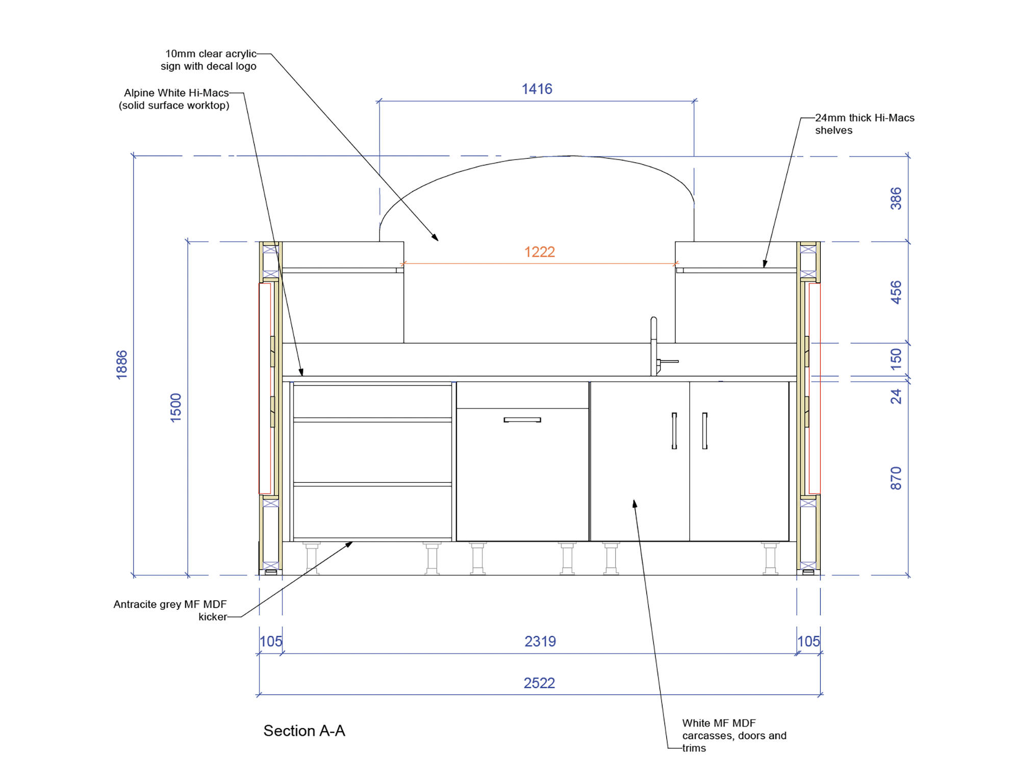 Section through kiosk design