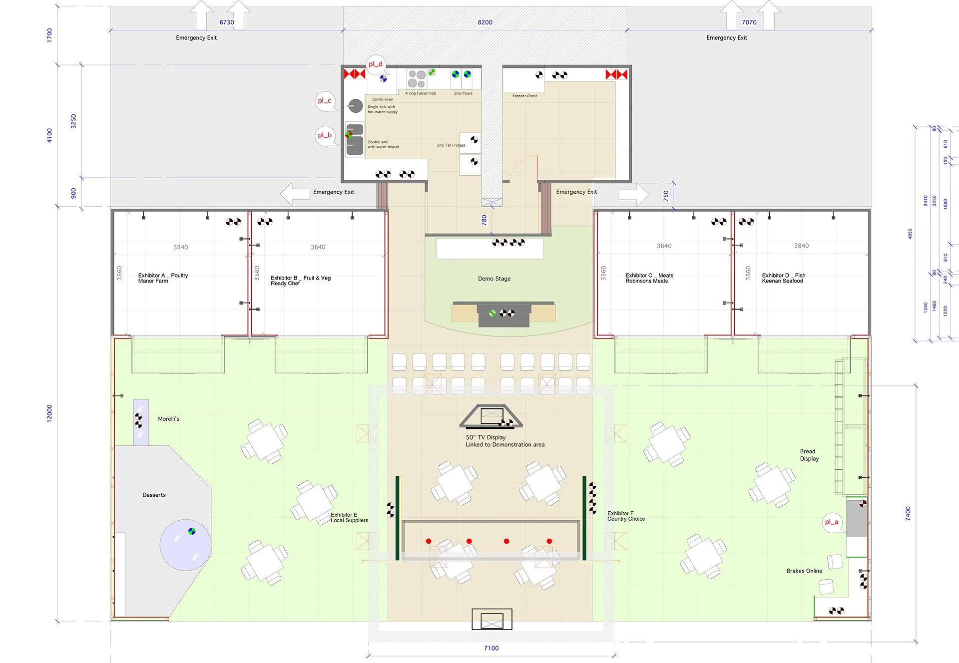 Plan specification of exhibition stand.