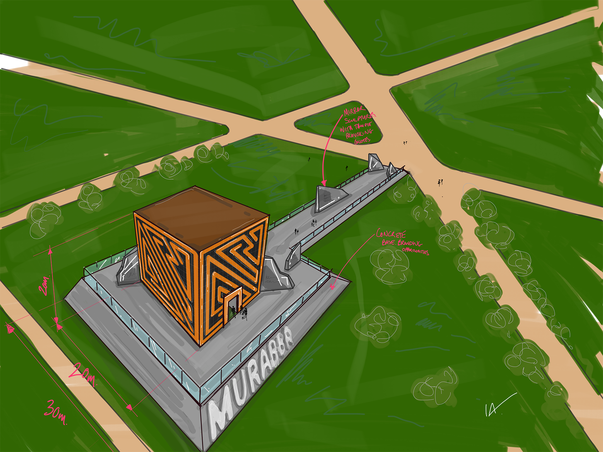 aerial plan sketch of New Murabba in Saudi Arabia
