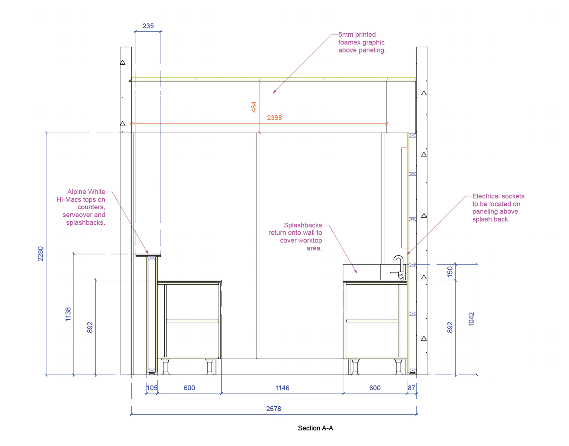 Section through shop detail