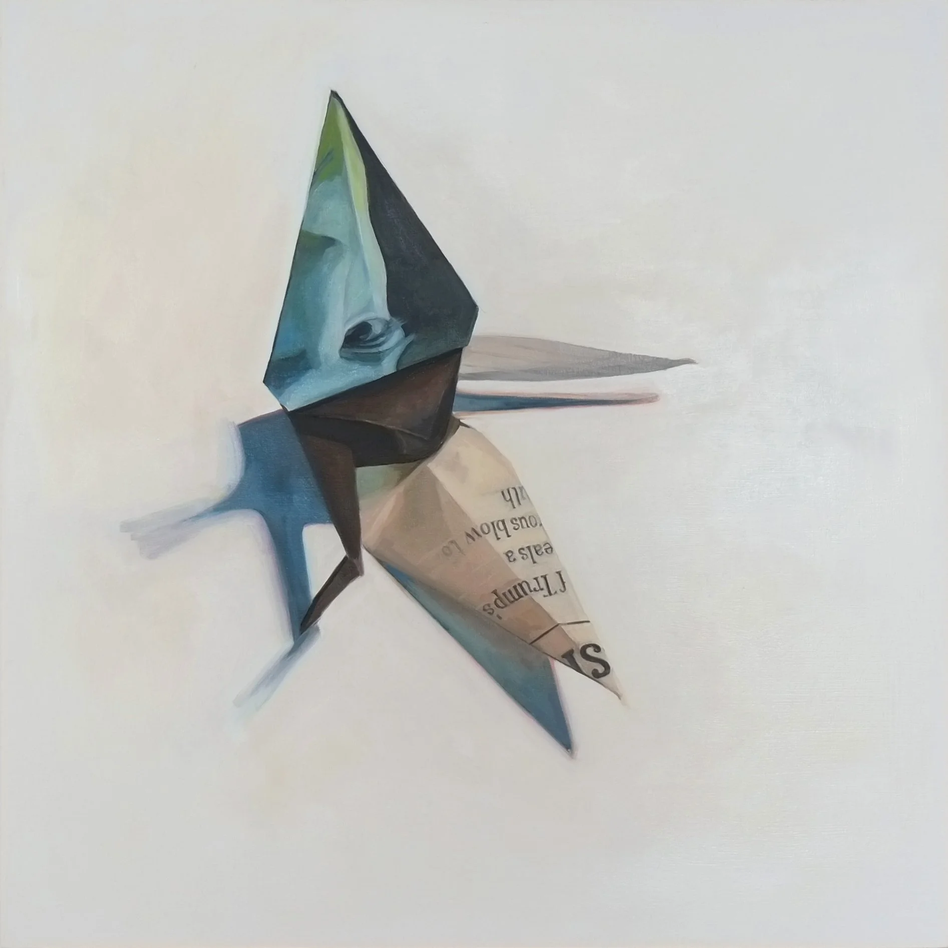 Crane #18, oil on panel, 16" x 16"