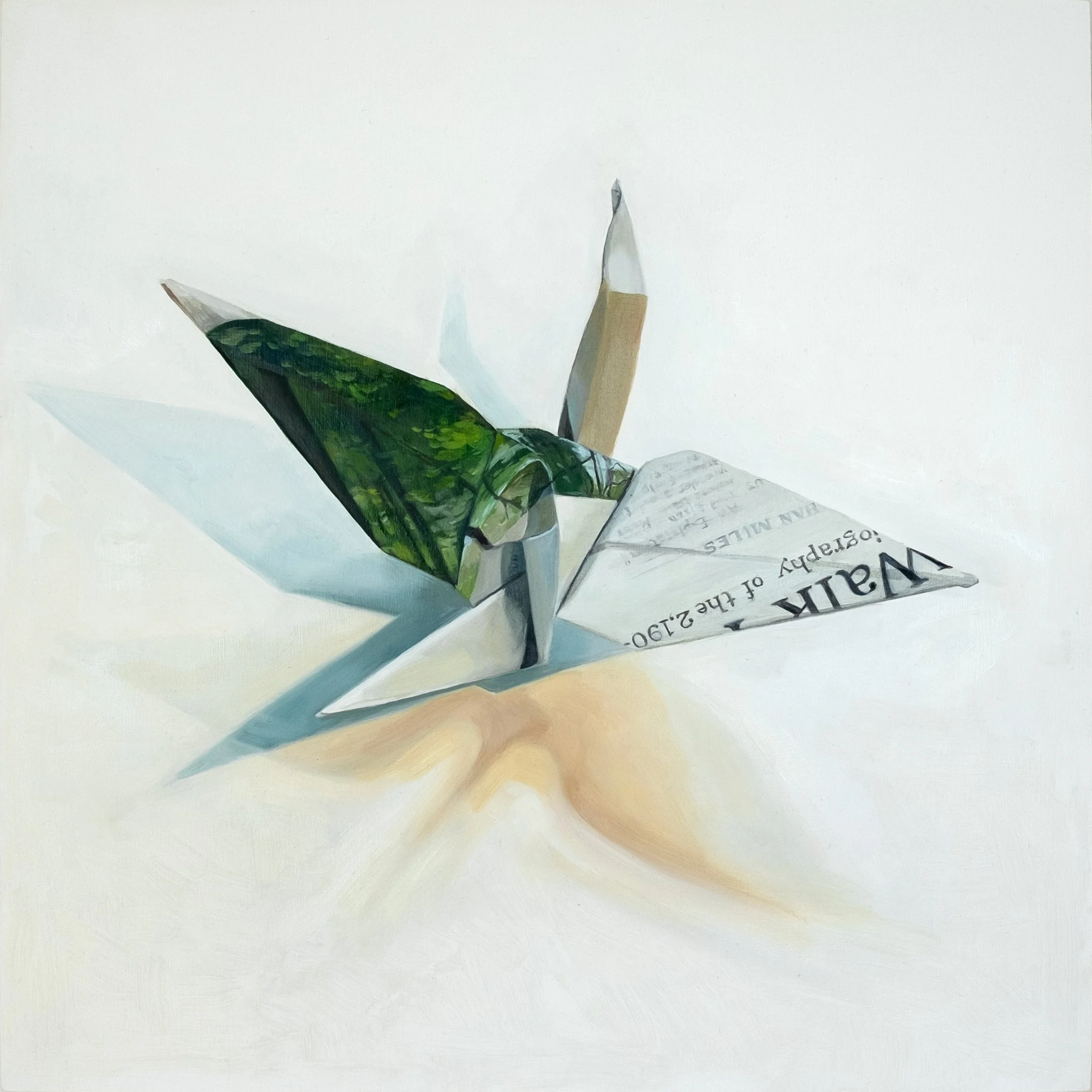 Crane #10, oil on panel, 16" x 16"