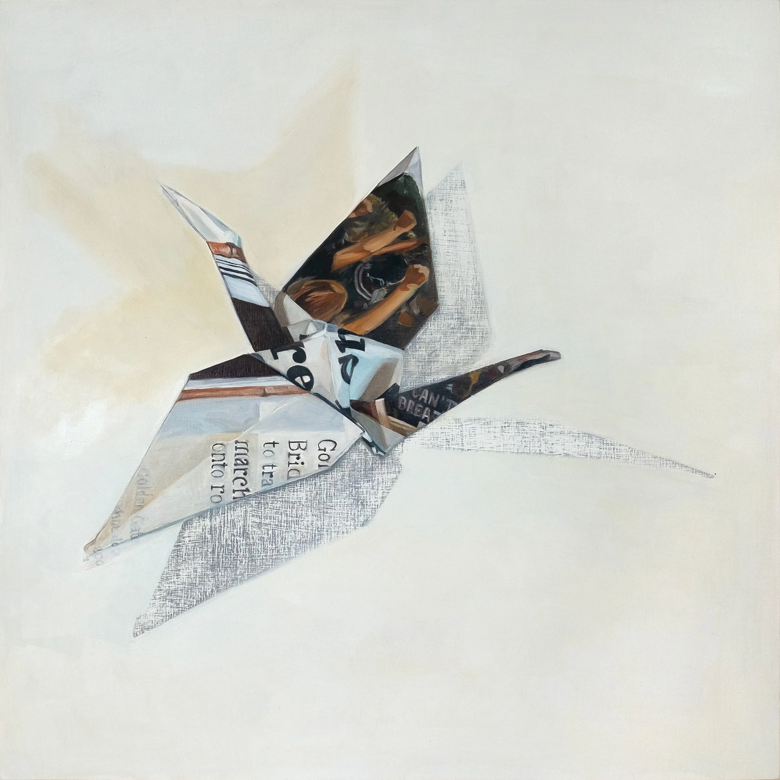 Crane #X, oil on panel, 16" x 16"