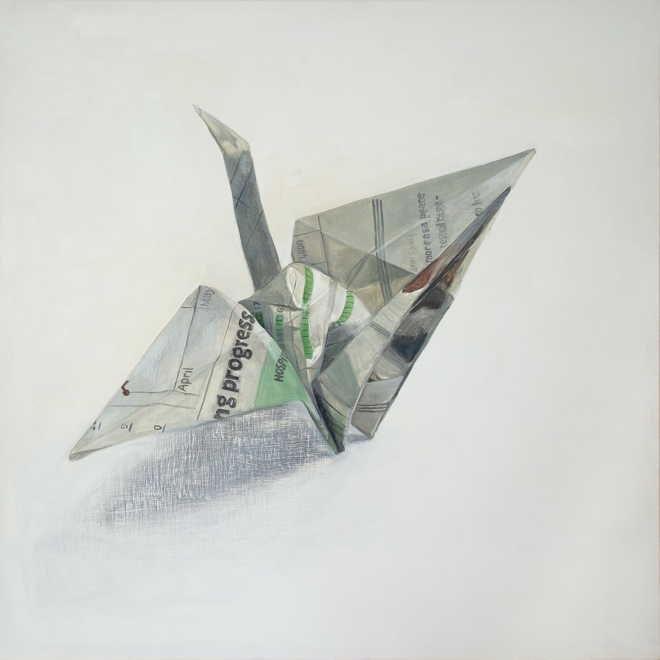 Crane #3, oil on panel, 16" x 16"