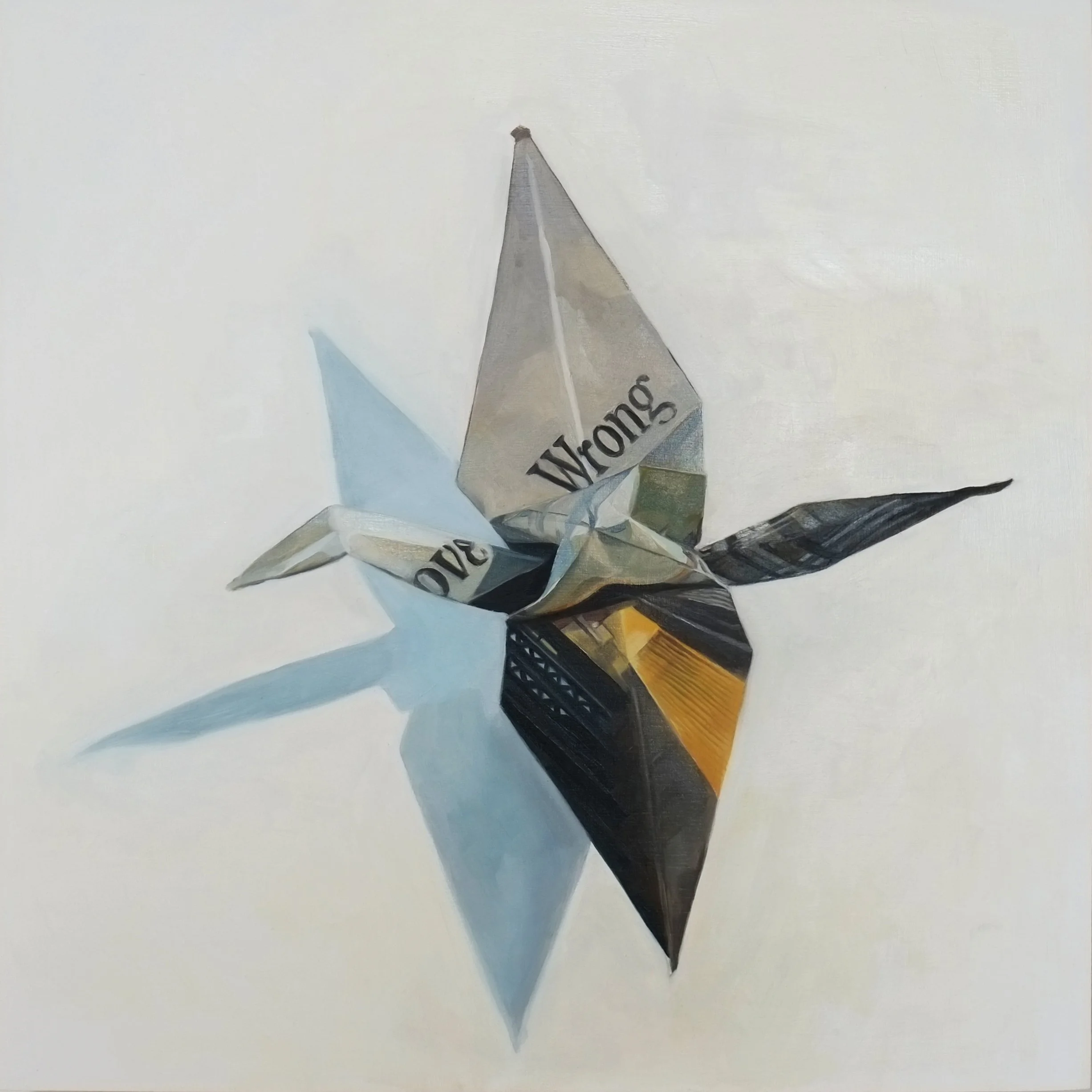 Crane #16, oil on panel, 16" x 16"
