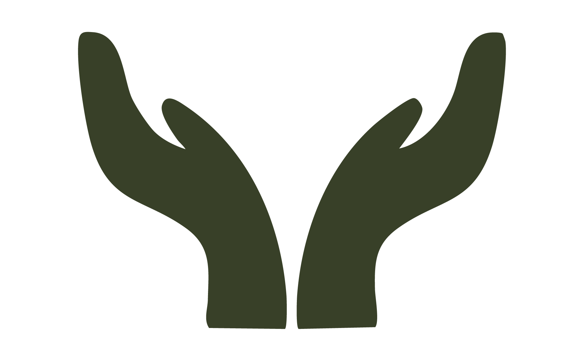 Silhouette of two cupped hands facing upward.