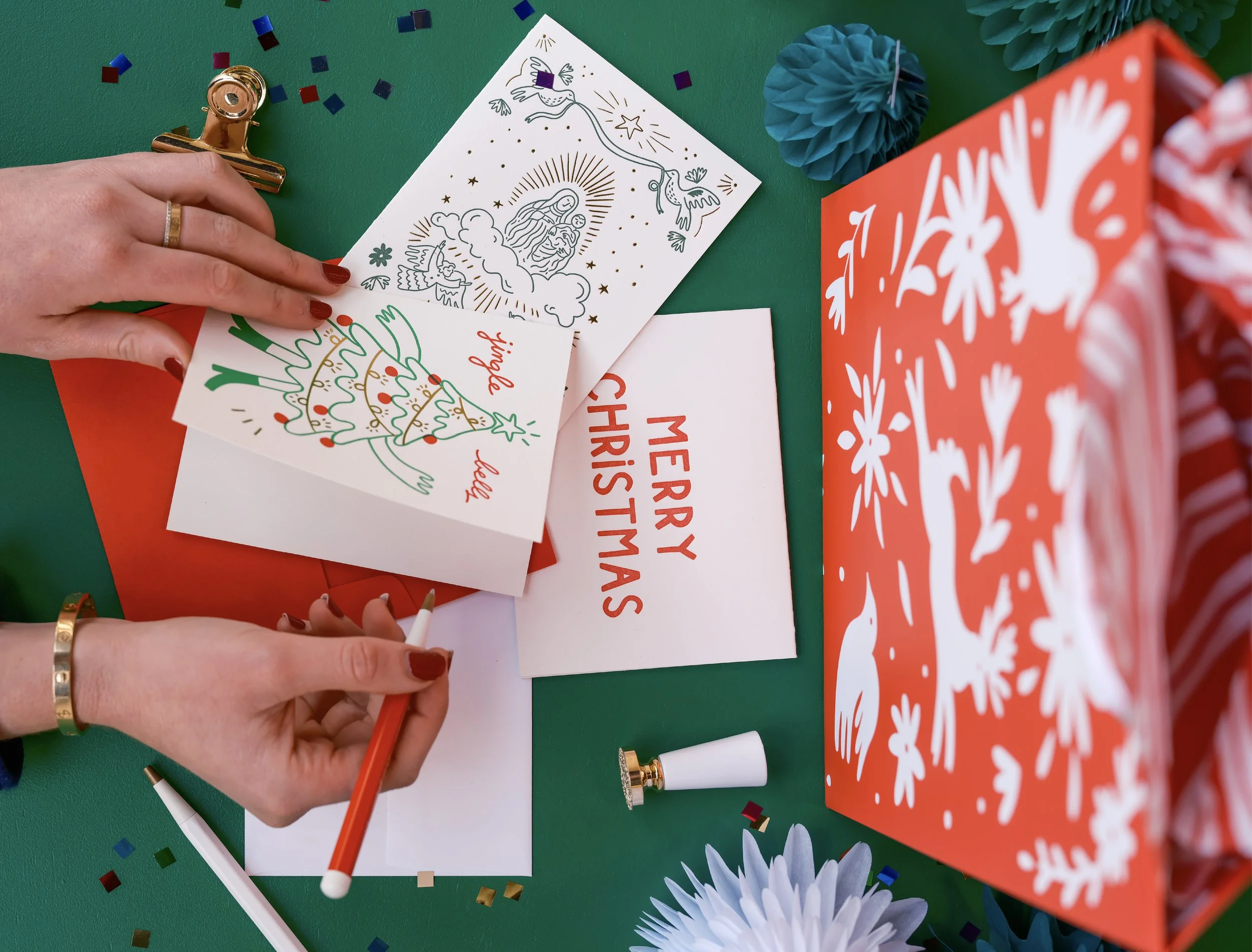 Ink Paper Crafts hand letterpress holiday greeting cards and holiday gift wrap hand drawn and organic designs