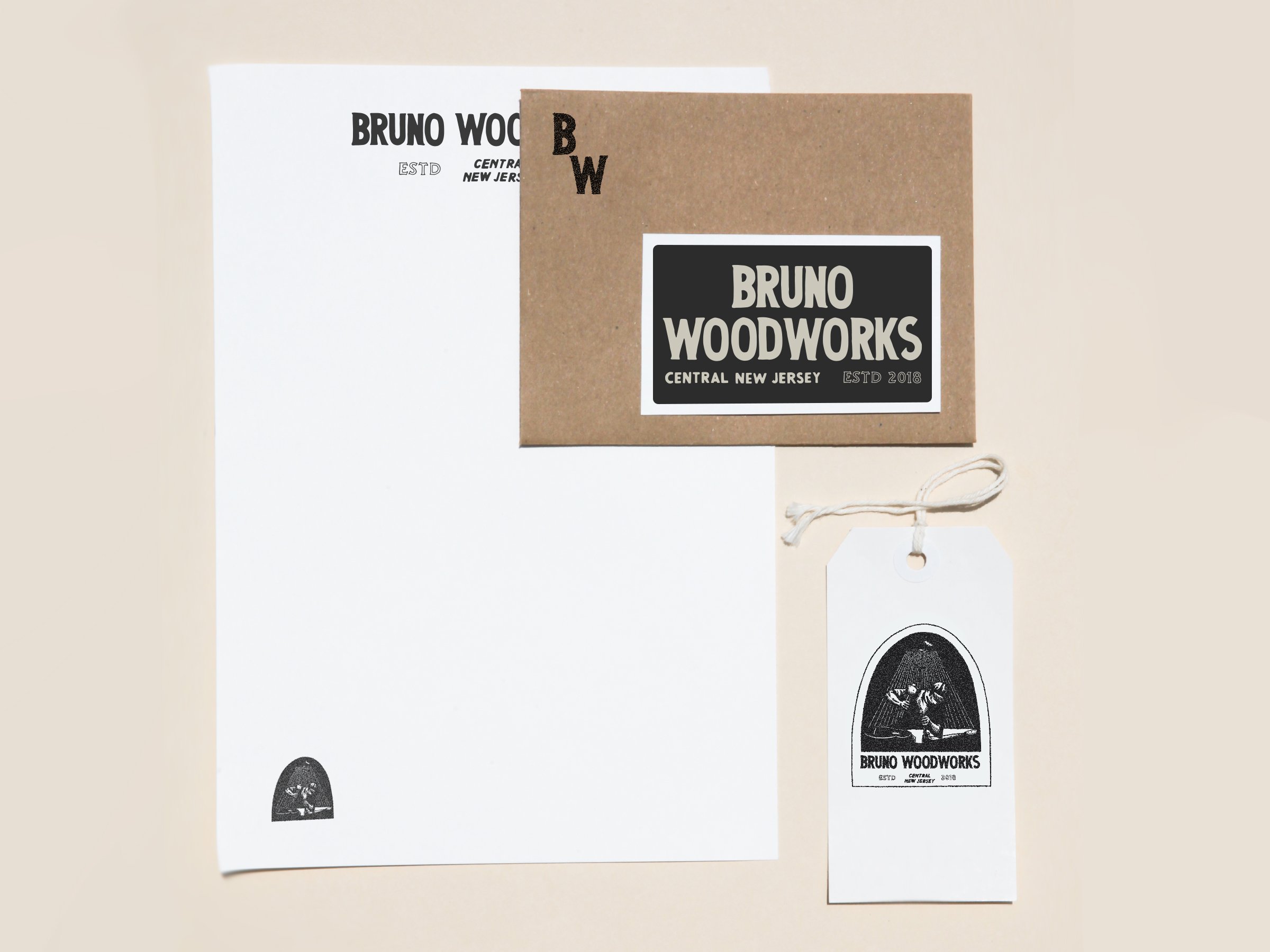 stationery and business collateral for Heirloom-quality woodworking and carpentry brand identity design
