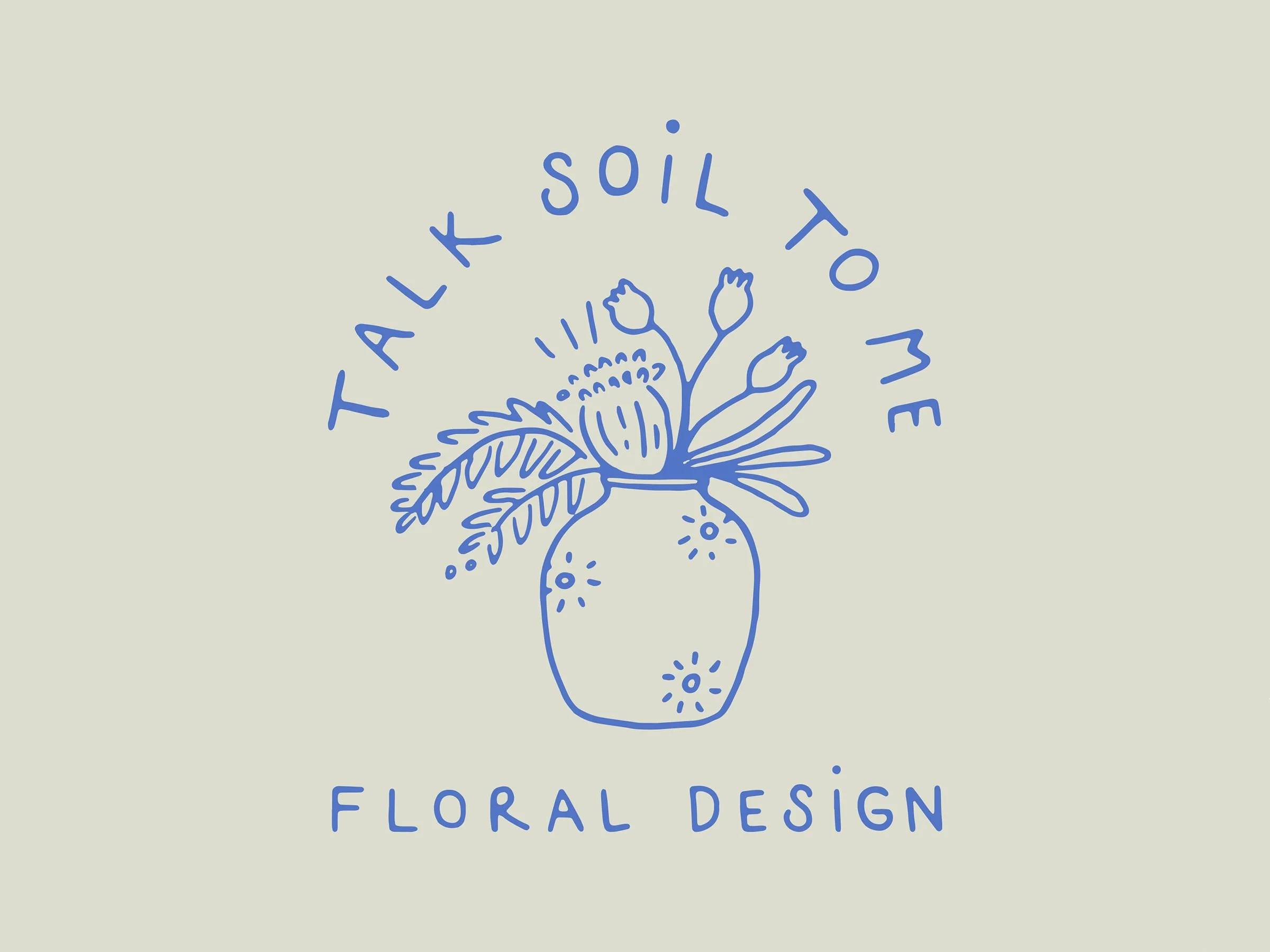 Illustrated logo design for sustainable florist talk soil to me