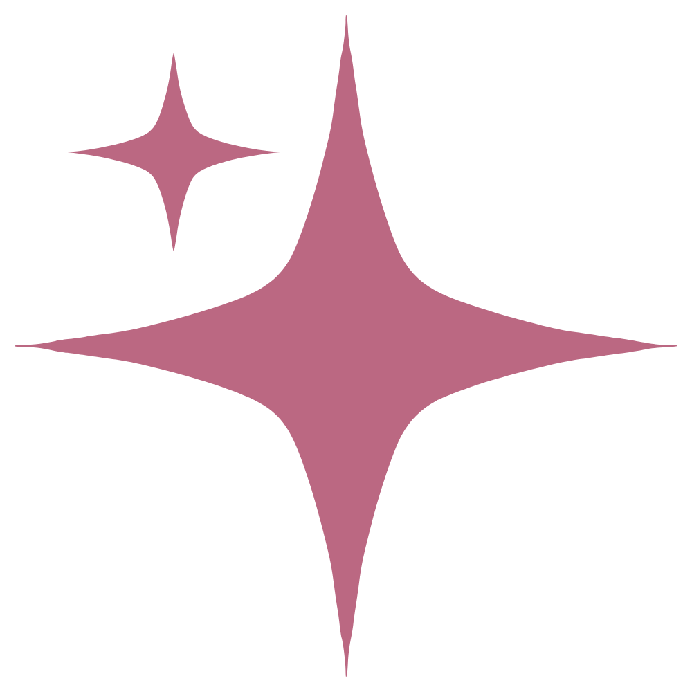 A pink and purple sparkle icon with four points extending outward.