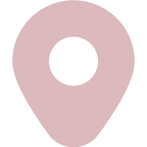 A pink location pin icon on a black background.
