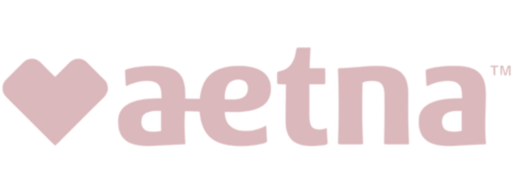 The image features the text 'I ♥ aetna' in light pink with a heart symbol representing 'love'.