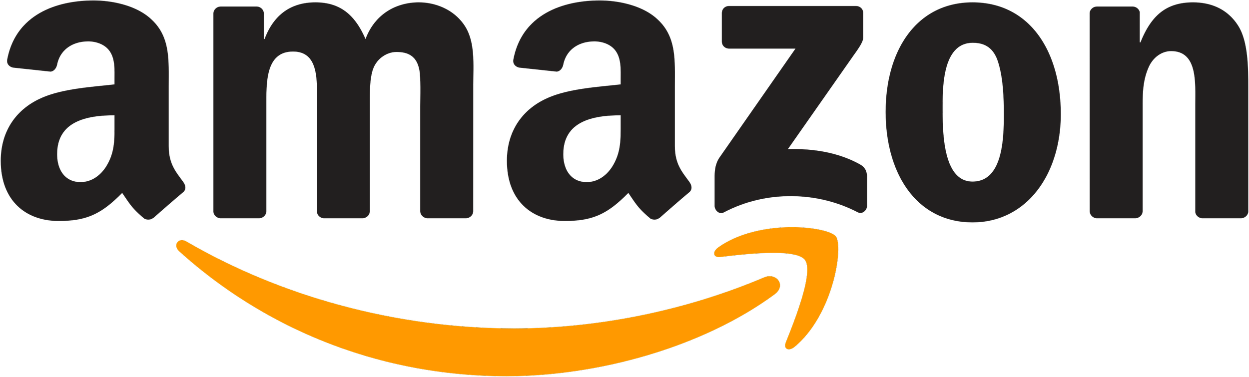 Amazon logo with black text and orange arrow underneath, pointing from the letter A to the letter Z.