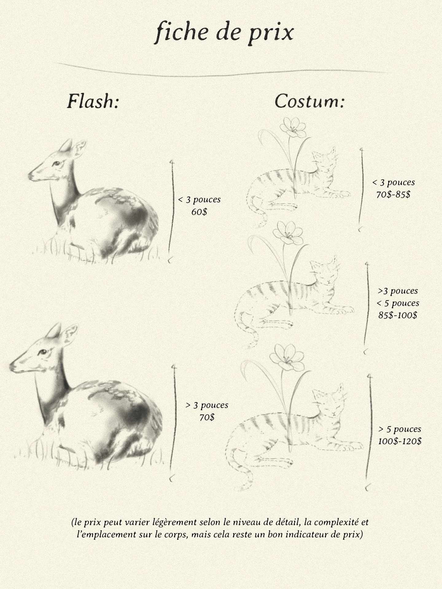 🌷FICHE DE PRIX🌷