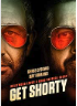 Poster promoting a movie with the title 'Get Shorty', featuring a person wearing red-tinted glasses.