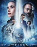 Poster for the movie Snowpiercer featuring multiple characters against a snowy background.