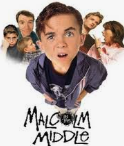 Cover art for the movie Malcolm in the Middle, featuring a boy with a surprised expression in the foreground and other characters in the background.