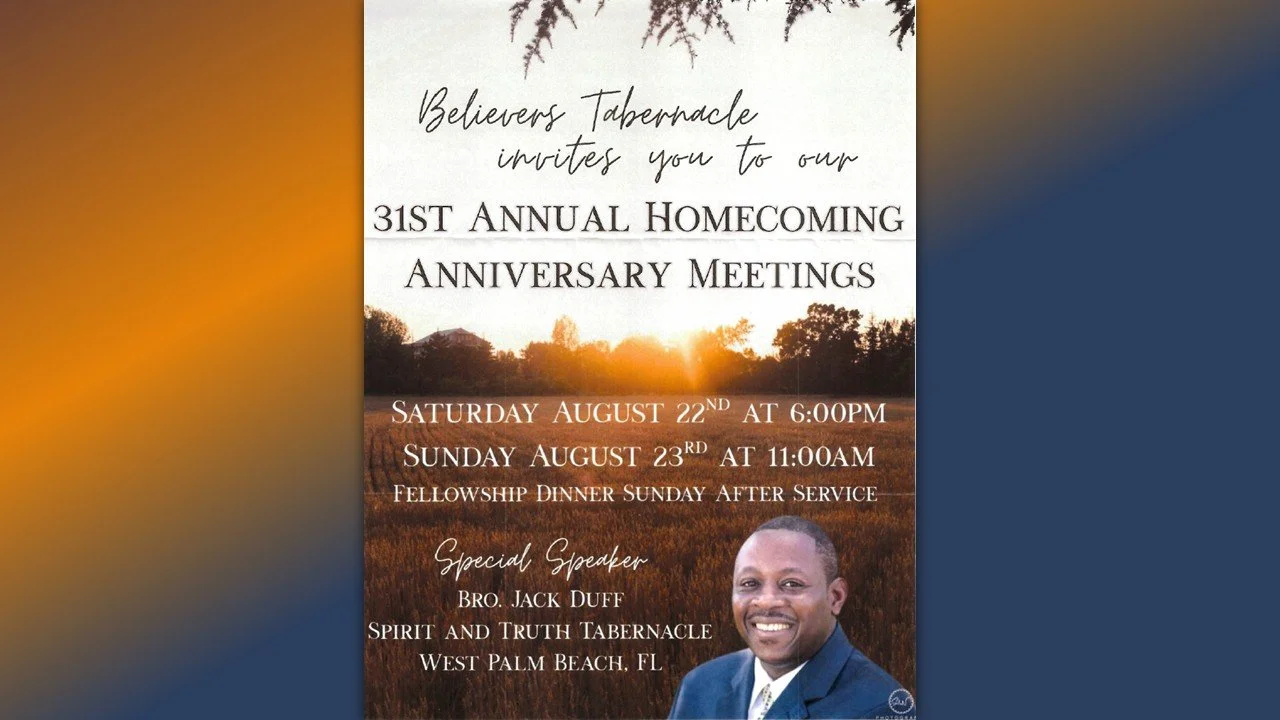 Meeting: Believers Tabernacle Murfreesboro 31st Annual Homecoming Meeting