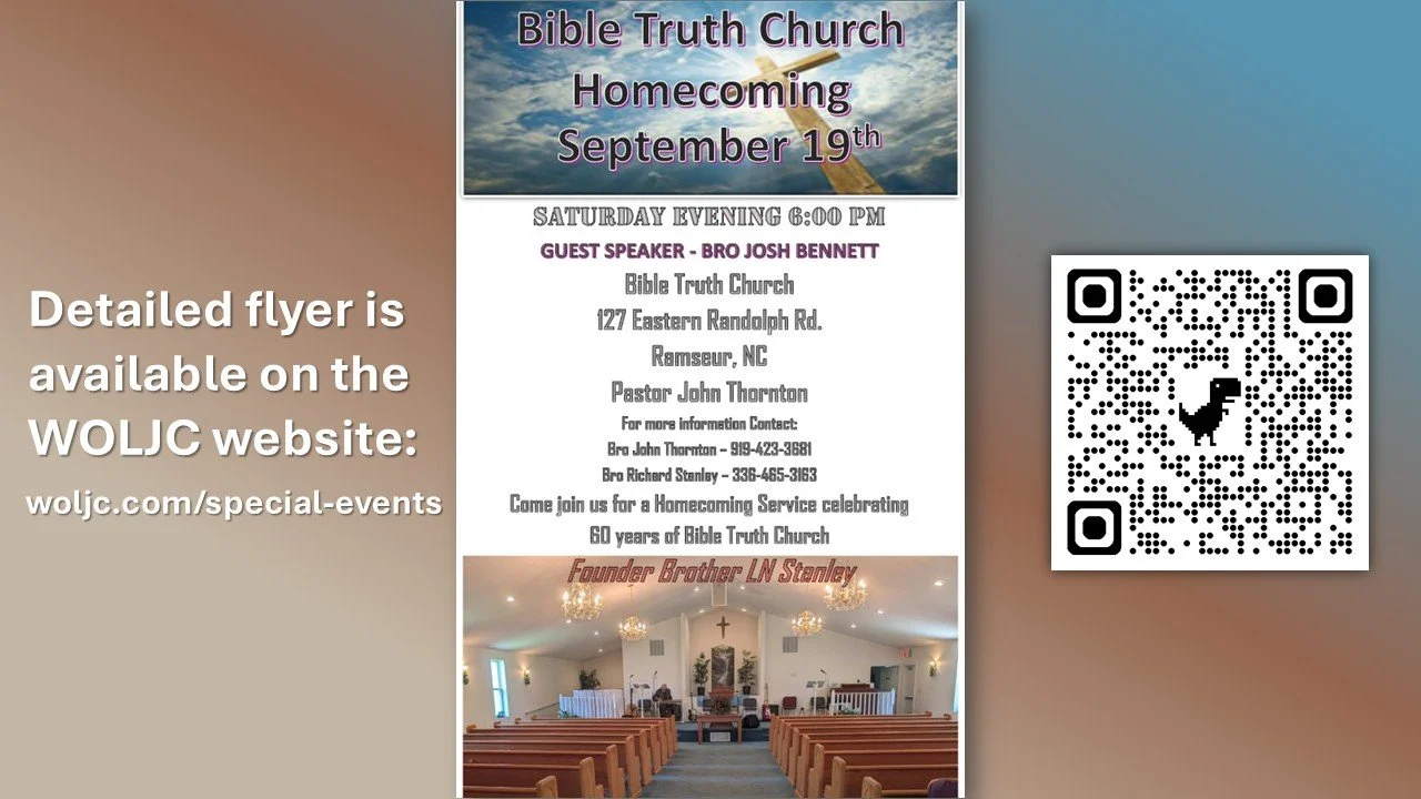 Meeting: Bible Truth Church Homecoming, Ramseur, NC
