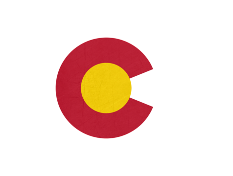 A logo with a red circular shape, a smaller yellow circle inside, and yellow and red horizontal stripes extending from the right side of the circle.