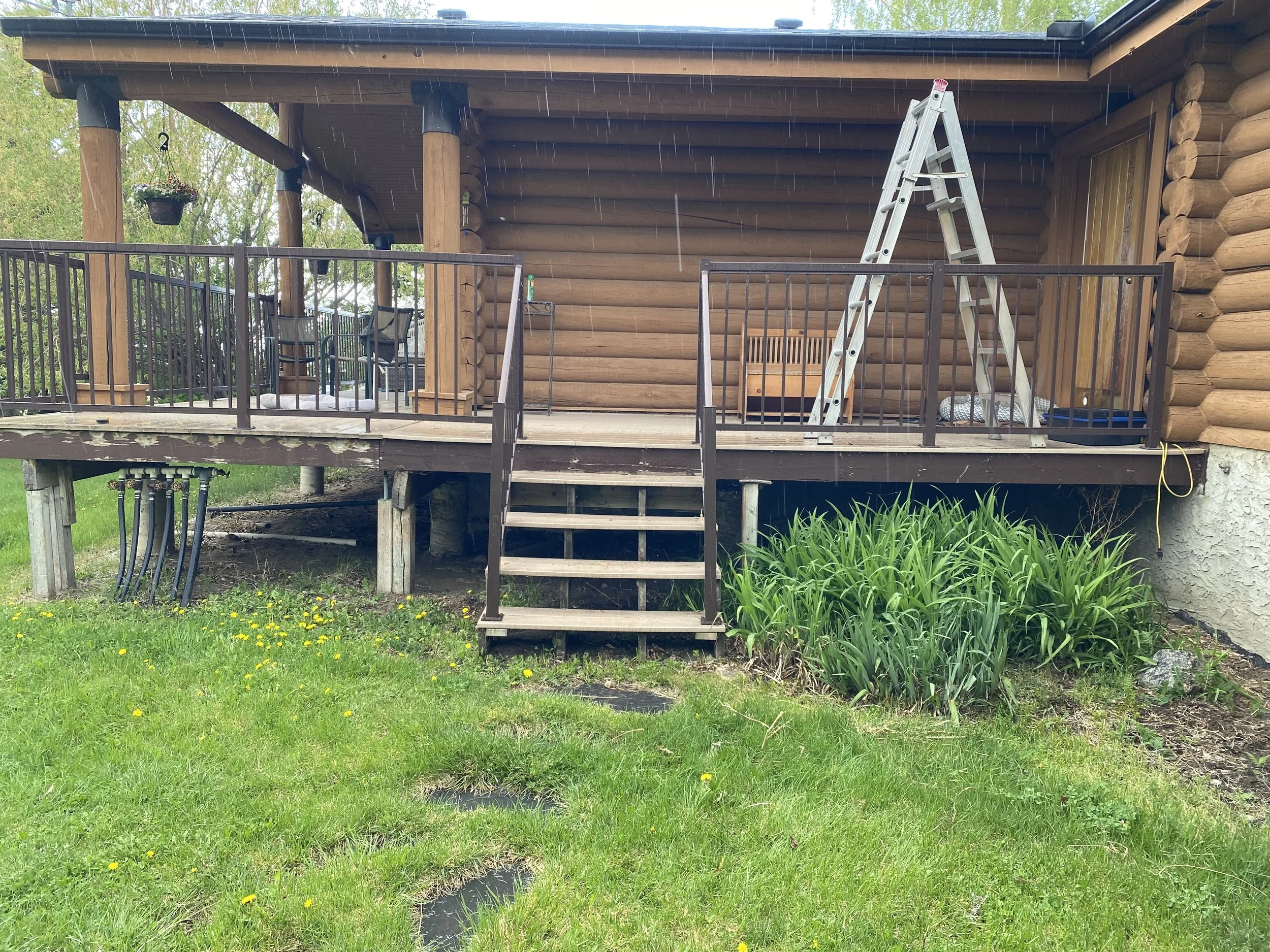 Before shot of side entrance to house.