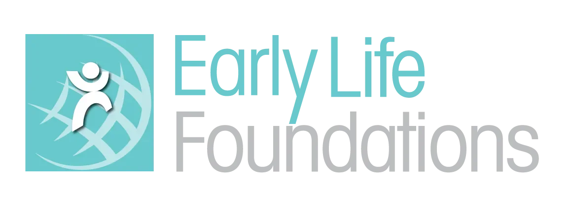 Logo for Early Life Foundations with a stylized human figure and a globe in the background.