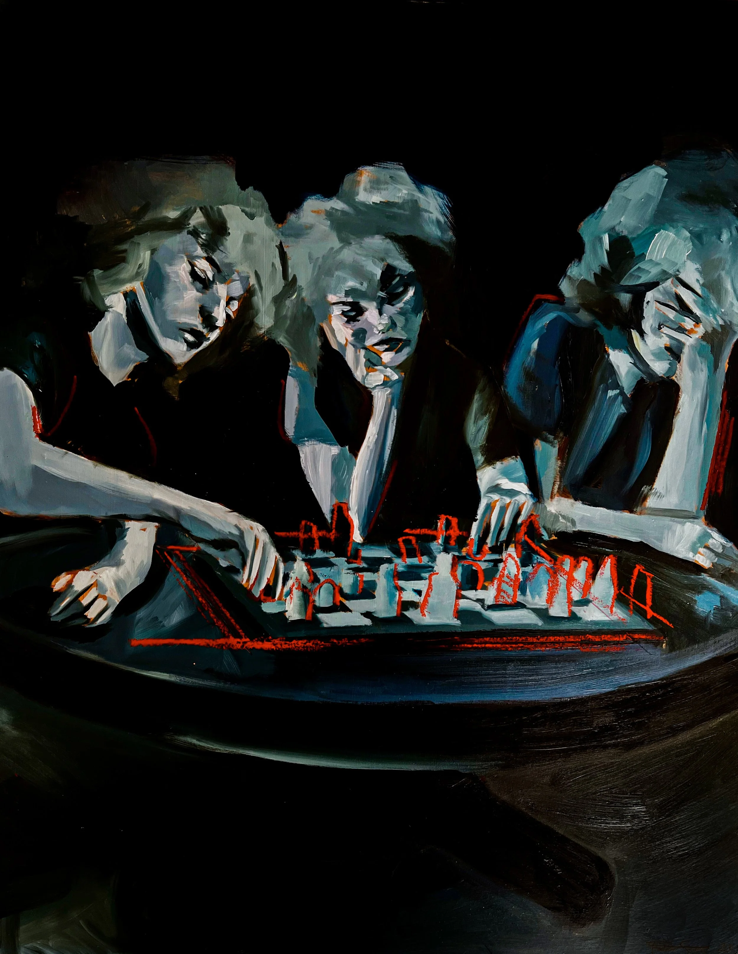 2021 "New Years", oil and oil pastel on canvas. 
-Featured in Footnote 2021 art show.