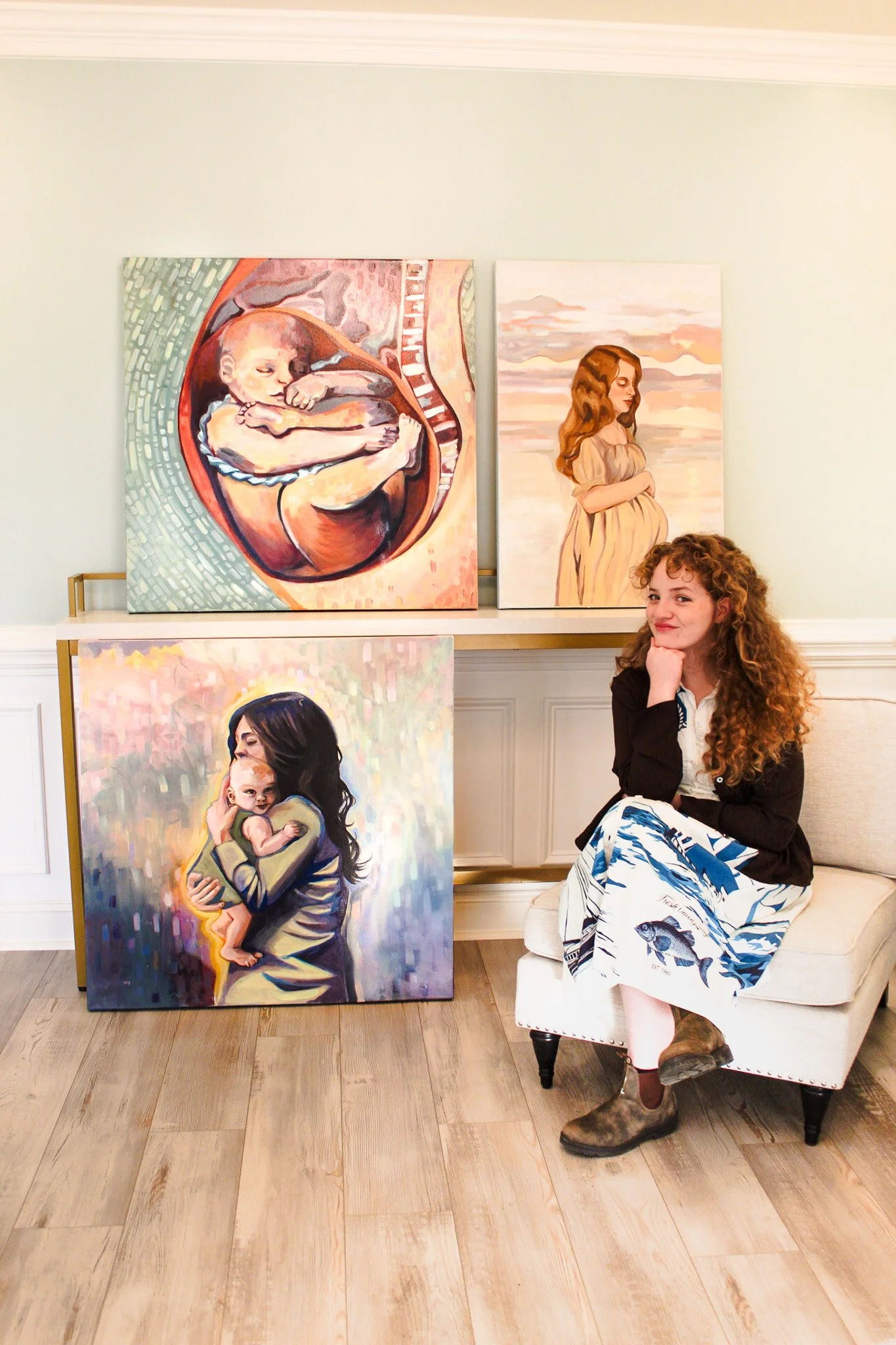 Commission for North Carolina local OBGYN office, depicting the three stages of motherhood their office works with. We wanted to reflect the wonder, splendor, and awe that these unique stages each bring.