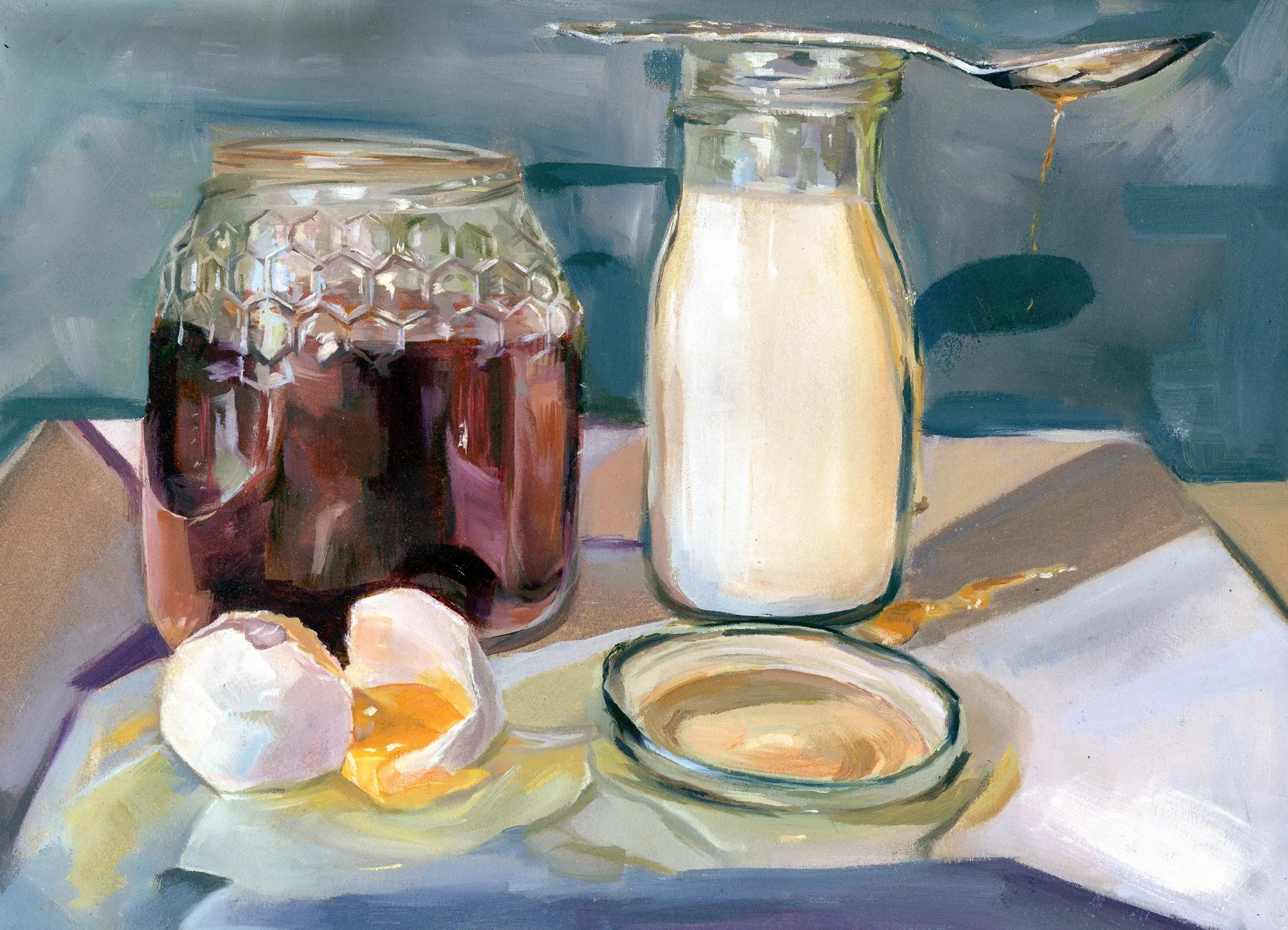 2021 "Milk and Honey" oil on paper.